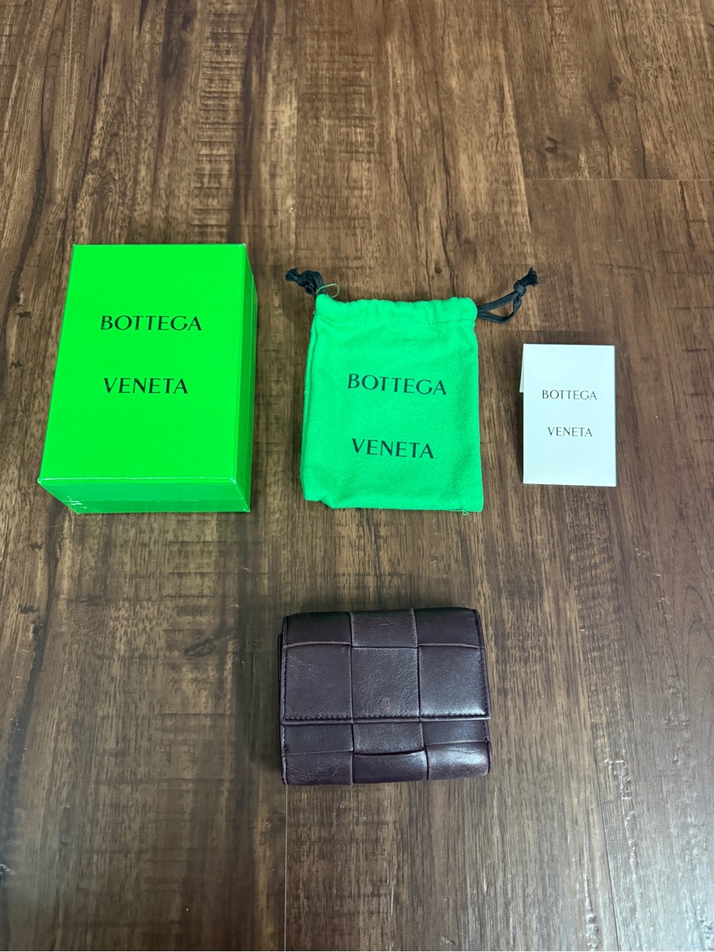 Bottega Veneta Plum Leather Card & Key Holder